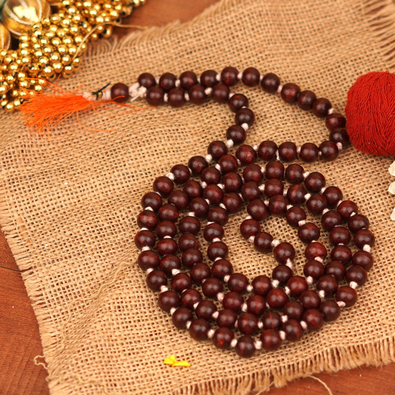 Original Red Sandalwood Mala 10mm | Lal Chandan Mala Natural Beads | 108 Beads