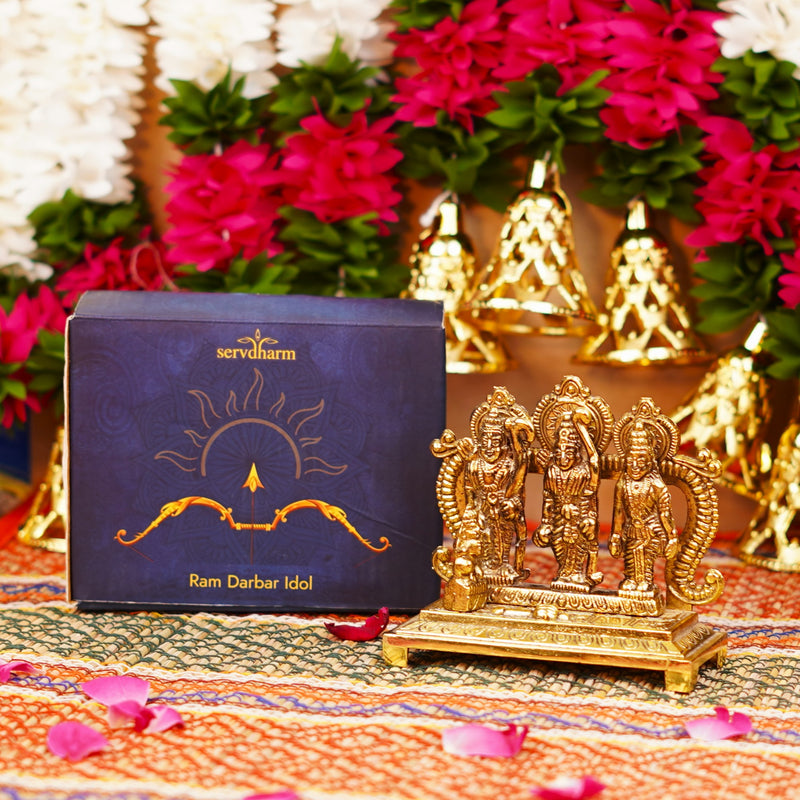 Golden Ram Darbar Murti | Ram Darbar Gifting 4 Inch