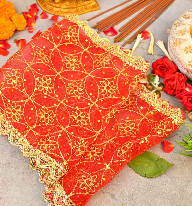 Divine Red Mata Chunri 26 x 10 Inch |16g