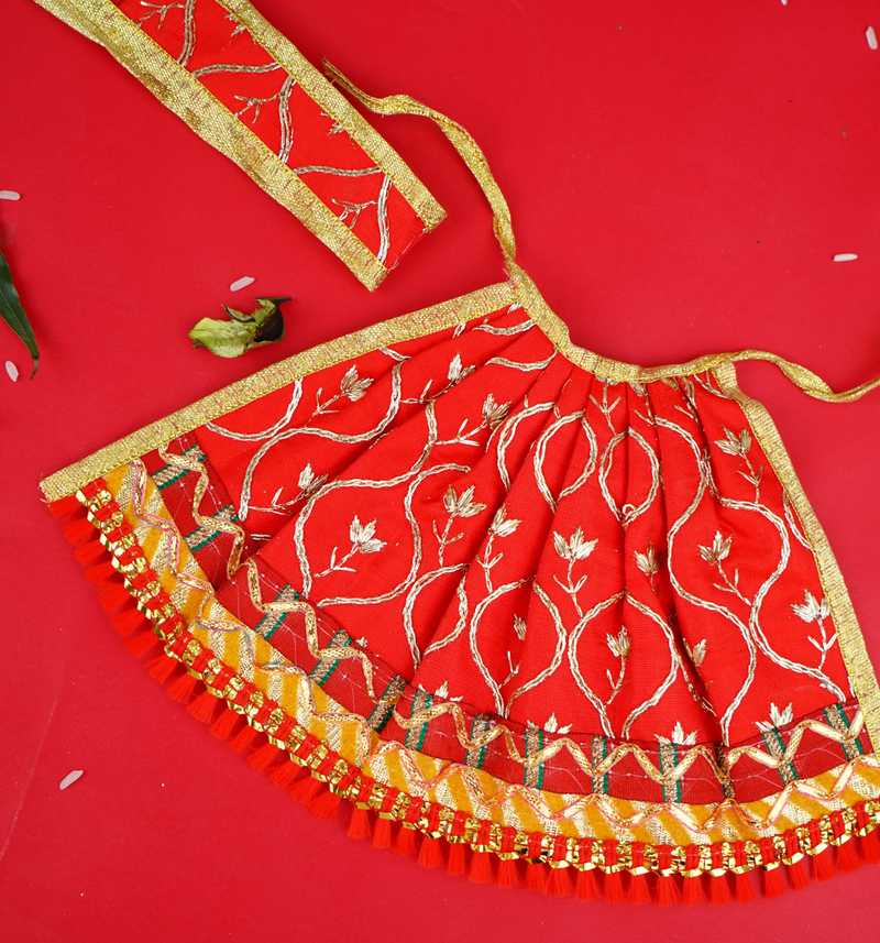 Red Mata Lehenga Patka | 5x5 inch